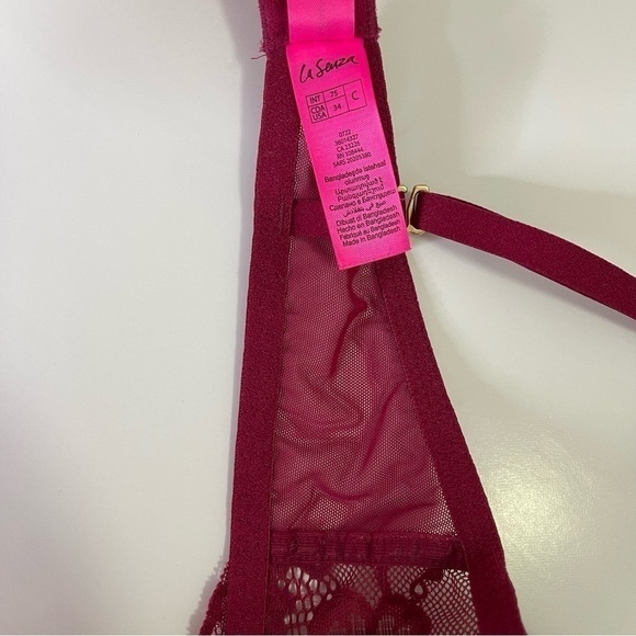 LA Senza Beyond Sexy Maroon Classic Plunge Push Up Bra 34C - Picture 6 of 7